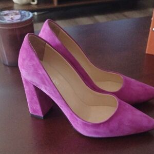 Elegant Pink Suede Women's Heels